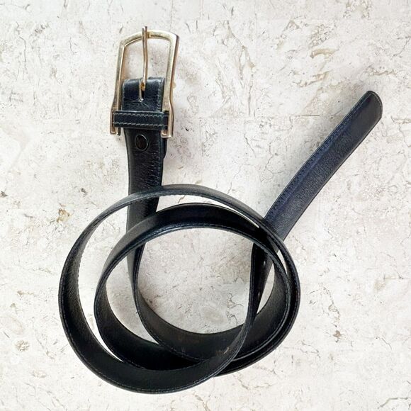 BUXTON Black Bridle Leather Belt Mens Size 38 Removable Gold Buckle - Picture 6 of 8